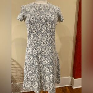 J. McLaughlin Cream and Black Knit Matelesse Midi Dress